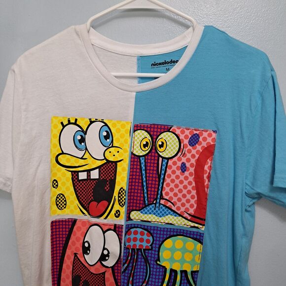 Nickelodeon Men's Blue White Spongebob Squarepants Graphic T-shirt Medium - Picture 2 of 5